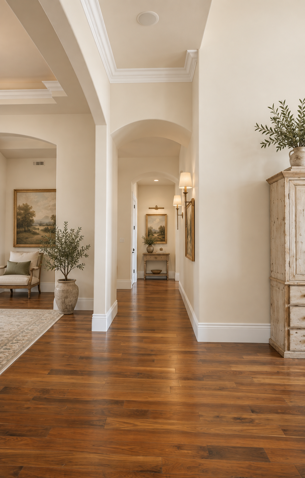 Hallway and detailed arches