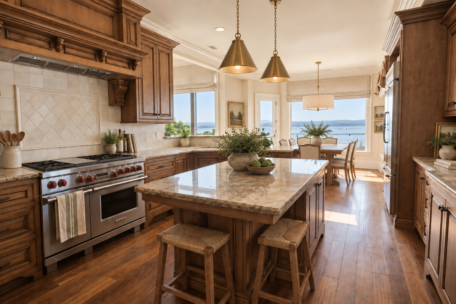Kitchen island and breakfast room